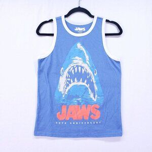 Jaws Woman Size L Tank Top Movie 50th Anniversary Design Graphic Print Blue